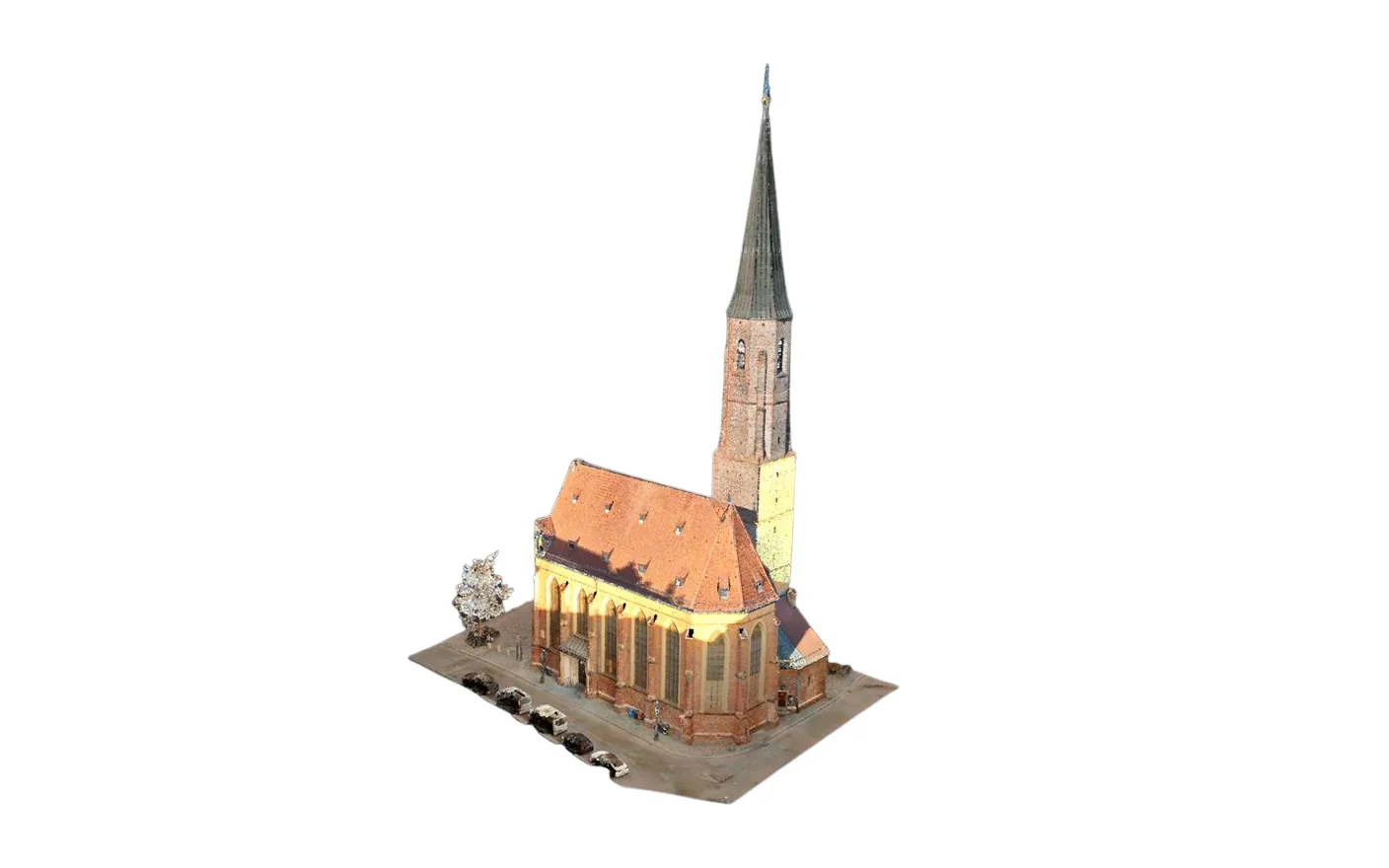 3D-Punktwolke der Salvatorkirche München mit Kirchturm