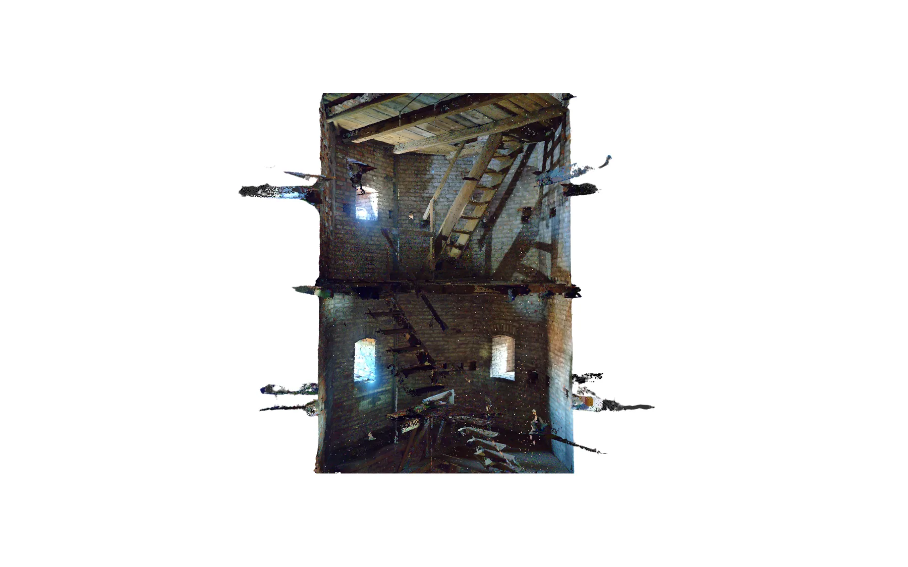 3D-Punktwolke Salvatorkirche Turminnenraum mit Treppen
